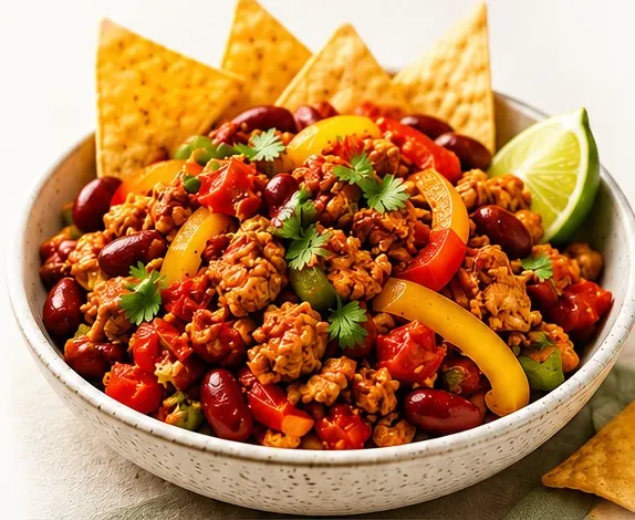 Mexicaanse kip roerbak met bonen en tortilla chips