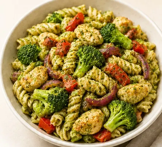 Pesto pasta broccoli kip